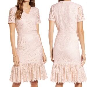 Rachel Parcell Blush Lace Midi Dress